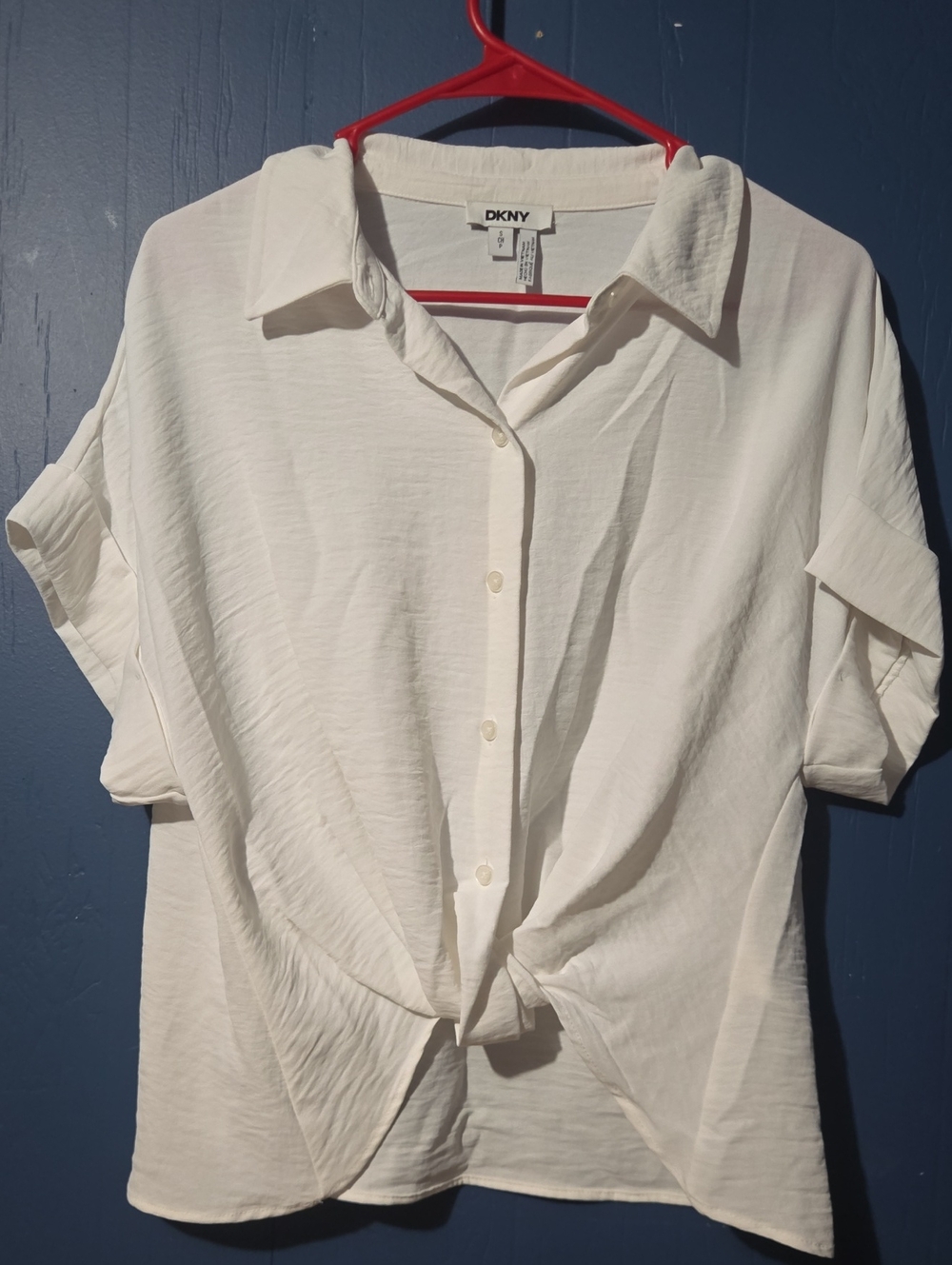 DKNY Cream Short-Sleeve Button Down Shirt